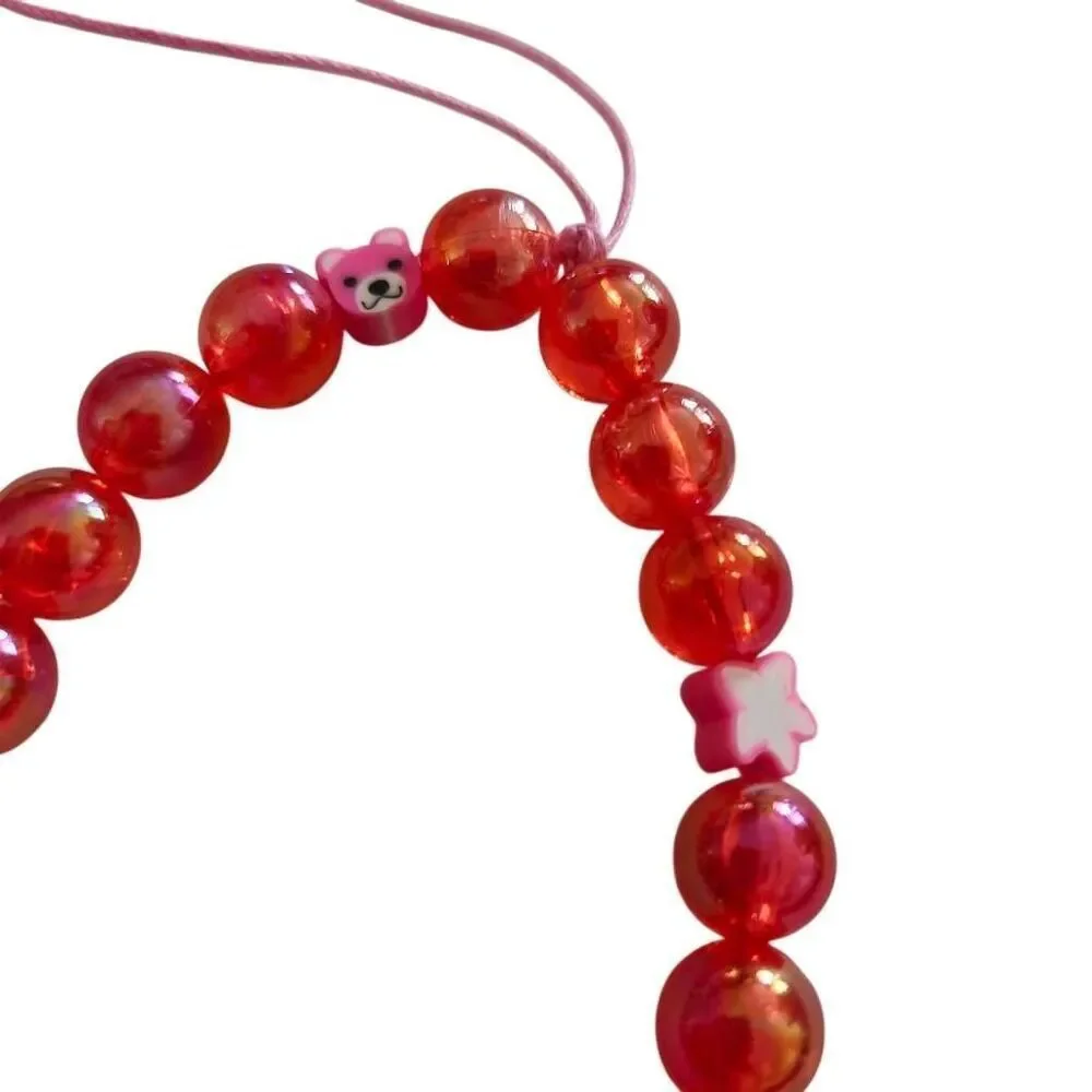 Handmade Pink Acrylic Beaded Phone Strap